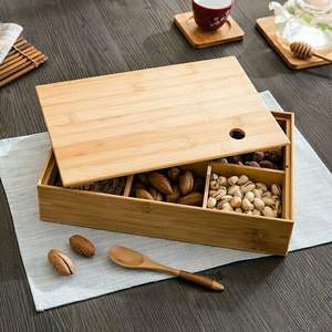 Boîte de rangement en bois artisanale moderne de luxe pour fruits secs et épices avec compartiments, boîte en carton personnalisée avec couvercle - Product Image 6