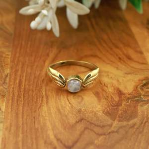 Bagues en laiton avec ailes d'ange en pierres précieuses naturelles, faites à la main, style bohème vintage, ailes dorées, pierres précieuses en cristal pour femmes - Product Image 4