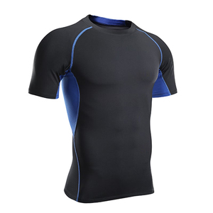 T-shirt de sport slim fit de haute qualité pour hommes, t-shirts de compression pour l'entraînement en salle de sport, col rond, musculation masculine, compression pour l'entraînement - Product Image 4