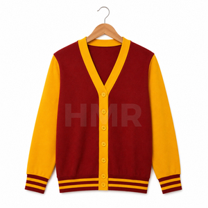 HMR Automne Hiver Nouveau Pull en Tricot Acrylique à Manches Longues Col en V Ample Boutons Carreaux Cardigan Sororité - Product Image 5