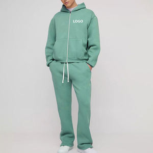 Ensemble sweat à capuche zippé et short streetwear homme 2026 de haute qualité, avec logo personnalisé 3D pour impression en relief, col à capuche tricoté pour l'automne - Product Image 2