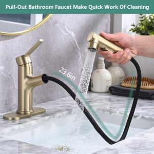 Robinet <span class=keywords><strong>de</strong></span> salle <span class=keywords><strong>de</strong></span> bain extractible en or brossé, mitigeur <span class=keywords><strong>de</strong></span> lavabo 3 modes avec douchette <span class=keywords><strong>fontaine</strong></span> <span class=keywords><strong>pour</strong></span> la rénovation <span class=keywords><strong>de</strong></span> lavabo moderne - Product Image 5
