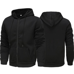 Sudadera con Capucha Negra para Hombre, Cierre de Cremallera, Corte Holgado, Patrón de Camuflaje, Forro Polar de Poliéster/Algodón, Transpirable, Resistente al Viento, Informal - Product Image 6