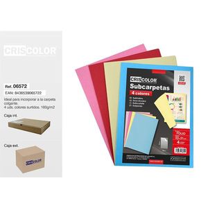 Criscolor Subcarpetas Folio 4 Colores Surtidos 160g/m2 Para Carpeta Colgante - Product Image 1
