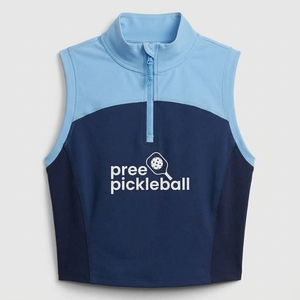 Camiseta deportiva sin mangas para mujer, con cierre de cremallera corta, cuello alto, de secado rápido, transpirable, ajuste atlético, para pickleball y uso casual. - Product Image 6