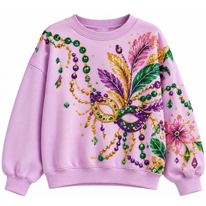 เสื้อสเวตเชิ้ตผู้หญิงสีดำ คอวี ปักลายดอกเฟลอร์ เดอ ลิส สำหรับงานมาร์ดิกราส์ แขนยาว ระบายอากาศได้ดี ขายส่ง - Product Image 5