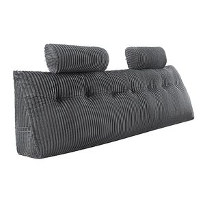 Almohada de Cama King Size con Forma de Cuña, con 2 Bolsillos Laterales y 2 Reposacabezas, Tejida en Franela, Lavable - Product Image 1