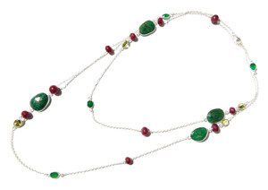 Emerald Cut Gemstone <b>Statement</b> <b>Necklace</b> 925 Sterling Silver Handmade Trendy Gift - Product Image 5