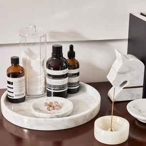 Marble <b>Vanity</b> Tray Bathroom Counter Decorative Jewelry Perfume Organizer Makeup Display Handmade Stone Home Portable Living Room - Product Image 4