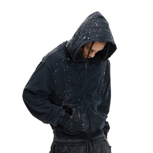 Sudadera con Capucha Unisex de Algodón 100% Lavado con Efecto Desgastado, Tejido Grueso Antiarrugas de 400g, con Pedrería, Estilo Vintage, Ecológica y Oversize - Product Image 1