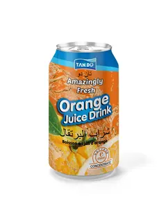 น้ำส้มกระป๋องขนาด330มล. จากตันทำเครื่องดื่มสั่งทำฉลากส่วนตัวเพื่อการส่งออก