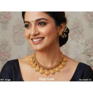 Premium High Gold <b>Necklace</b> Set Traditional South Indian Temple Jewellery Ethnic Bridal Wedding Party Wear Trendy <b>Statement</b> - Product Image 4
