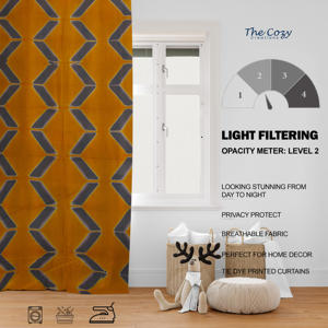 Rideau imprimé tie-dye coloré en coton, style bohème, pour appartement, maison, bureau, hôtel, fabricant en gros, Inde - Product Image 6