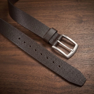 Classic Brown <b>Leather</b> <b>Belt</b> with Strong Premium Buckle for <b>Men</b> - Product Image 4