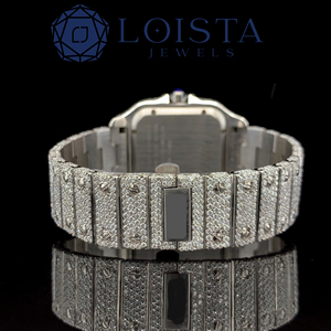 Reloj de Lujo de Acero Inoxidable Plateado con Diamantes de Moissanita y Cristal de Cuarzo, Diseño de Alta Gama para Profesionales, Moda - Product Image 3