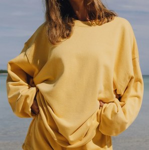 Sweat-shirt personnalisé en gros pour femme, coupe oversize, imprimé, en coton molletonné French Terry épais, col ras du cou, vierge - Product Image 1