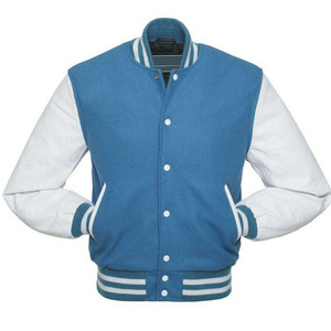 Fabricant de vestes universitaires bleu marine et or sur mesure – Veste Letterman en laine avec manches en cuir, vente en gros - Product Image 3