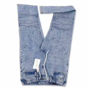 Jean en denim délavé coupe slim et droite pour homme, style moto, taille mi-haute, en coton, pour le printemps et les tenues décontractées - Product Image 4