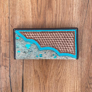 เคสโทรศัพท์หนังคลัทช์มือสไตล์ตะวันตกแกะสลักมือมีสไตล์สีเทอร์ควอยส์สี - Product Image 3