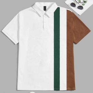 Precio barato directo de fábrica al por mayor de alta calidad de algodón Casual Streetwear transpirable cortar y coser con diseño de panel Polos - Product Image 4