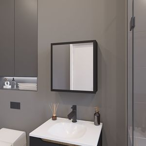 Armadietto Portamedicinali Morenci Nero a 1 Anta con Specchio Incluso, Specchi da Bagno - Product Image 1