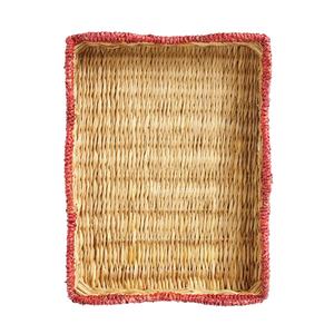Bandeja Rectangular de Seagrass con Borde Ondulado Rojo, Cesta Decorativa Tejida a Mano para Almacenamiento, Venta al por Mayor OEM/ODM - Product Image 5