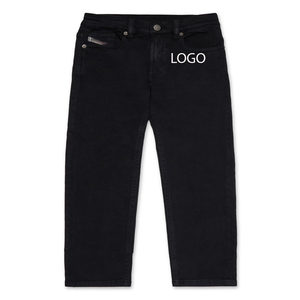 Pantalon pour garçons à coupe droite, vêtement décontracté, tissu en coton durable / confortable, mode quotidienne, couleur unie avec bouton - Product Image 1