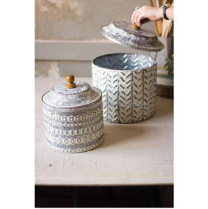 Juego de 3 tarros metálicos de almacenamiento de café y té con azúcar, bote hecho a mano para la cocina del restaurante del hotel en casa - Product Image 3