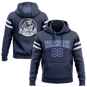 Sweat-shirt à capuche de football personnalisé, nouveau design, bleu marine et blanc, vente en gros directe pour les entreprises - Product Image 1