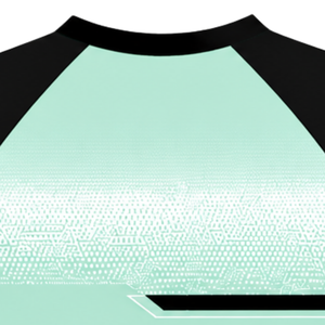 Maillot de sport personnalisé vert menthe et noir à manches courtes raglan, col rond, respirant, pour entraînement athlétique, uniforme d'équipe, performance - Product Image 6