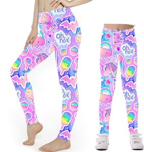 Leggings pour enfants 100% coton écologiques, imprimés vintage, double face brossée, doux comme du beurre, maman et moi - Product Image 3