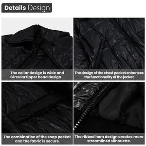 Chaqueta acolchada térmica impermeable corta de cuello alto con cuello con capucha para la temporada de invierno - Product Image 3