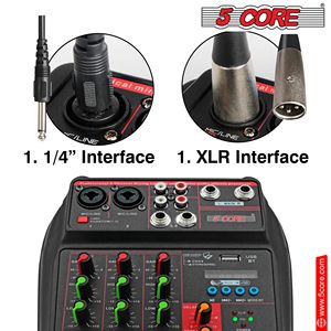 MX 4CH เครื่องผสมอินเตอร์เฟซสัญญาณเสียง XLR บลูทูธ USB 4ช่องสำหรับดีเจมิวสิคพอดคาสต์คาราโอเกะ-บอร์ดเสียงมืออาชีพ - Product Image 5