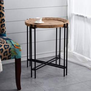 โต๊ะข้างเหล็กหน้าไม้แบบดั้งเดิม สะท้อนงานฝีมือคลาสสิกด้วยรายละเอียดเหล็กและไม้ - Product Image 5