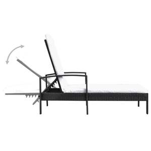 Chaise longue standard en rotin PE noir avec accoudoirs réglables, confortable pour l'extérieur - Product Image 4