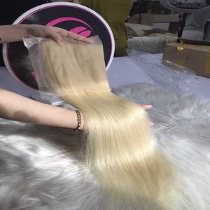 Venta al por mayor de pelo humano original de color rubio peluca recta natural 100% extensiones de cabello humano peluca frontal de la máquina - Product Image 6