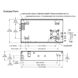 Fuente de alimentación de tipo cerrado con marco abierto de 400W y 7 CFM con aire forzado, 36V 11.12A, aprobada por UL60601-1, estándar de clase BF, señales PS Off y DC OK - Product Image 3
