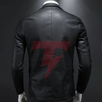 Blazer en cuir croisé pour homme, coupe ajustée, col à revers, manches longues, style professionnel, faible MOQ