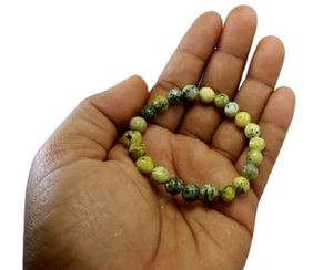Pulsera redonda hecha a mano con cuentas de piedra de serpentina de limón Feng Shui para hombres y mujeres, tamaño 8-10 mm, joyería de moda, energía - Product Image 5