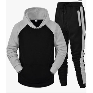 Conjunto Deportivo con Capucha para Hombre, Color Negro y Gris, Manga Larga, Estilo Casual para Otoño, Transpirable, de Poliéster y Algodón, Pantalones Jogger con Laterales - Product Image 2