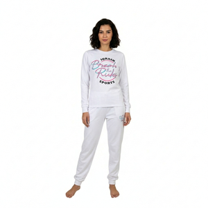 Conjunto de dos piezas de algodón sólido informal y moderno para mujer, transpirable, de secado rápido, para verano, camiseta y pantalón. - Product Image 4