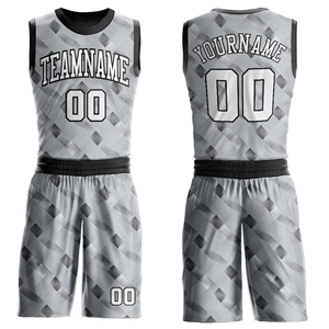 Ensemble d'uniformes de basketball personnalisés AZORES SPORTS unisexe, gris, imprimé par sublimation, respirant, en polyester, maillot et short de sport pour adultes - Product Image 1