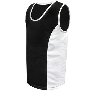 Ensemble gilet sans manches et short pour homme, noir et blanc, à blocs de couleur, taille élastique, respirant, en polyester, vêtements de sport, coupe régulière pour adulte - Product Image 3
