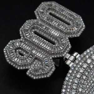 จี้เงินแท้ 925 รูปทรงตัวอักษร 3 มิติ สไตล์ฮิปฮอป สองสี ประดับเพชรโมอิสซาไนต์แบบ VVS ชุบโรเดียม ดีไซน์วงกลม - Product Image 2