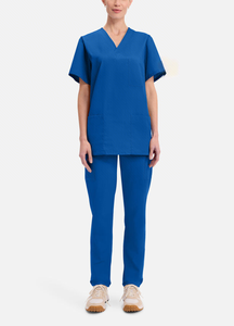 Uniforme Médico de Manga Corta, de Poliéster y Algodón, Colores Sólidos, Estilo Dividido, para Hombres y Mujeres - Product Image 5