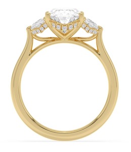 Glamoroso anillo de compromiso de oro rosa de 9 quilates con diamantes de laboratorio de corte Moval y media luna, 3.74 CTW - Product Image 6