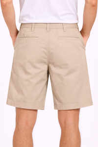 Shorts décontractés classiques kaki pour garçons, en mélange de coton durable, coupe ajustée, confort quotidien, tissu respirant en mélange de coton. - Product Image 3