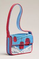 Mini sac brodé Ski Lift pour femme, style preppy, fermeture à rabat en textile, sac à main d'hiver
