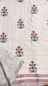 Luxury Handblo Printed Floral Cotton <b>Quilt</b> Bedspread Handmade Reversible Traditional Indian Rajasthani <b>Winter</b> Keshav Handicrafts - Product Image 3