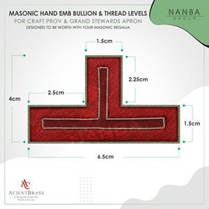 Parche de insignia de rango bordado personalizado, distintivo masónico, rojo granate, borde plateado, OEM ODM, forma de T, cuentas sólidas - Product Image 2